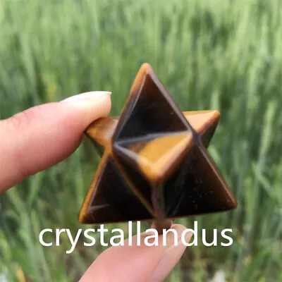 £9.49 • Buy 1pc Natural Tiger’s Eye Jasper Merkaba Star Carved Quartz Crystal Pendant Reiki