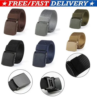 Men's Plastic Cam Buckle Nylon Canvas Tactical Waistband Webbing Military Belt • $5.78