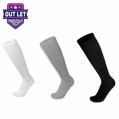 12 Pairs Mens Diabetic Over The Calf Socks Compression Knee High Cotton Socks • $29.99