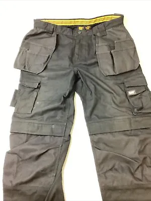 CAT Mens Trademark Work Pants W/ Holster Pockets Articulated Knee 38X34 Black • $44.25