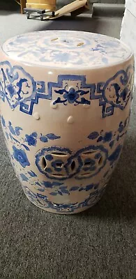 $899 • Buy Antique Chinese Blue And White Porcelain Barrel Form Garden Seat + Bonus 