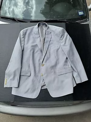 Lauren Ralph Lauren Mens 2 Button Blazer Jacket Seersucker Size 48R  Cotton • $69.85