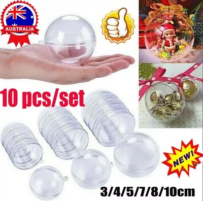 10 X Clear Craft Christmas Baubles Ornament Ball Xmas Tree Party House Decor VN • $23.87