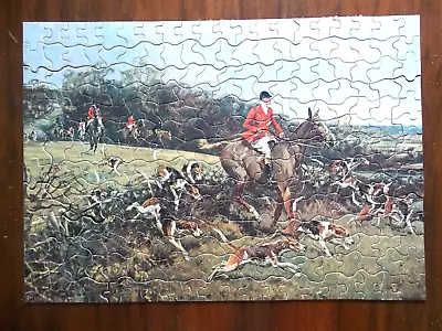 Vintage Jigsaw Picture Puzzle  ENGLISH FOX HUNT   Horses & Hounds COMPLETE  • $24.95