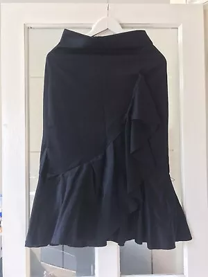 $36.62 • Buy Zara Navy Blue Wool Blend Ruffle Midi Skirt Size S