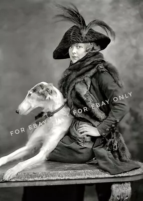 Vintage Old 1920's Photo Reprint Of Wealthy Woman With BORZOI Dog On Lap • $8.50