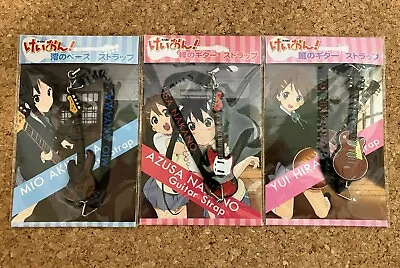 K-on! Base And Guitar Style Strap Yui Mio Azusa Set Of 3 Key Charms 9cm Japan • $29.70