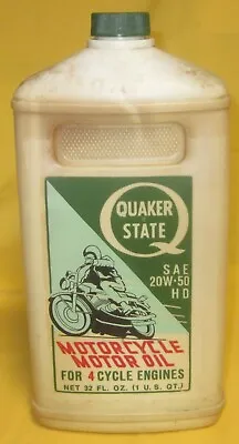 Vintage Quaker State Motorcycle Motor Oil 1 Quart Plastic Container • $24.99