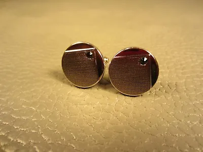 Mid Century Modern Sapphire Blue Stone White Gold Plated Cuff Links  • $16.75