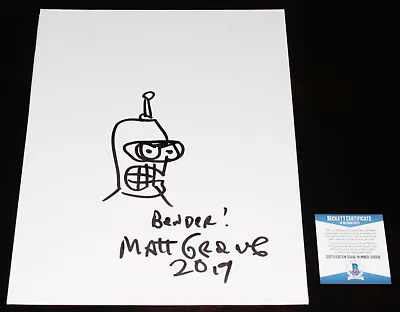 Matt Groening Futurama Bender Signed Original 11x14 Sketch Art Board Beckett Bas • $1799.99