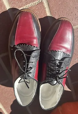 Vintage FOOTJOY Women’s Golf  Saddle Shoes Leather BURGUNDY & BLACK  Sz 8.5 B • $34.75