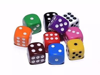 10 Red Orange Yellow Green Blue Red Opaque Dice Set 16mm 6-Sided RPG Magic D&D  • $6.99