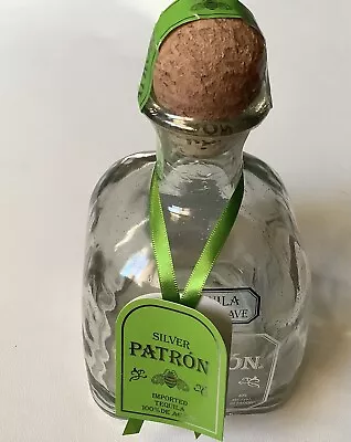 Empty Unopened 750mL Silver Patron Tequila Glass Bottle W/ Cork • $15