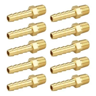 10 Pack  1/4 Inch Hose Barb To 1/4 Inch NPT Male Thread Fitting Brass • $14.38