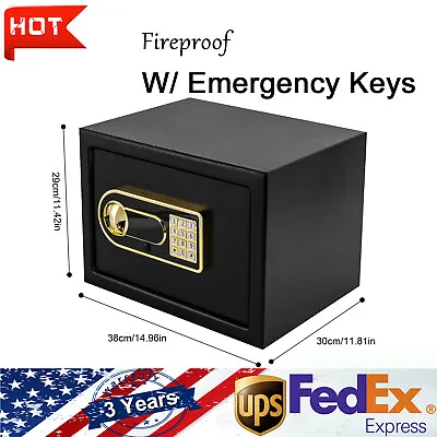 Large Safety Steel Fireproof Safe Box Digital Keypad Lock For Home Cash Security • $51.50