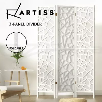 Artiss 3 Panel Clover Room Divider Screen Partition Privacy Wooden Stand White • $103.95
