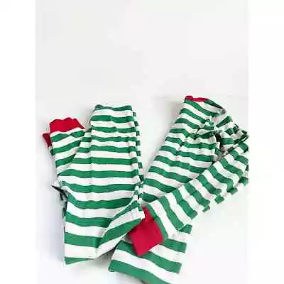 Hanna Andersson Green White Stripe Pajama Set Christmas 6-7 • $24.99