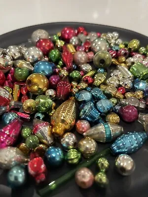 Antique & Vintage Christmas Mercury Glass Loose Beads Icicles Balls Indents 100+ • $95