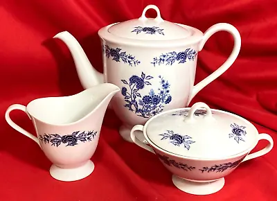 Vintage Lennold Blue Meissen 1478 Tea Set China Pot Sugar Creamer Japan MINT • $139