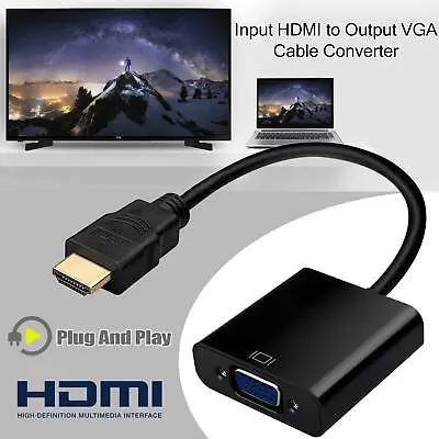 £2.92 • Buy HDMI INPUT To VGA OUTPUT – HDMI To VGA Converter Adapter For PC DVD TV Monitor