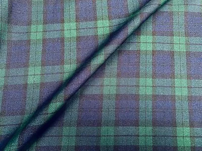 £0.99 • Buy SALE - DARK GREEN Tartan Plaid Check Fabric Scottish Royal Stewart - 55  Wide