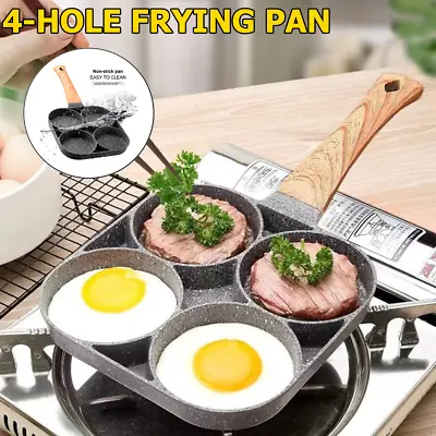 4 Holes Egg Pan Non-Stick Frying Pan Pancake Burger Breakfast Maker Cooker New • £10.47