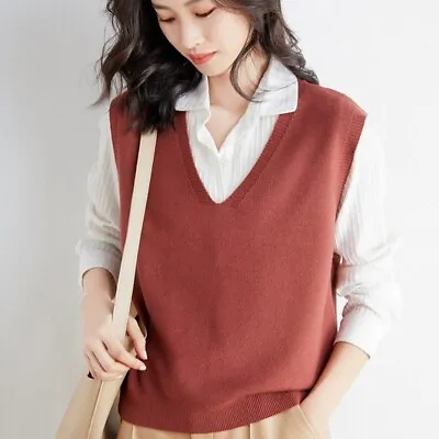 $19.84 • Buy Lady Knit Vest Sleeveless Jumper Sweater V Neck Tank Top Pullover Casual Classic