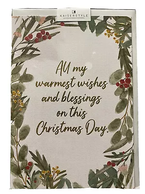 Premium Traditional  Christmas Greeting Card -warmest Wishes And Blessings • $5.09