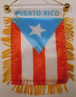 Puerto Rico Mini Flag Banner Car Rearview Mirror Light Blue • $6.64