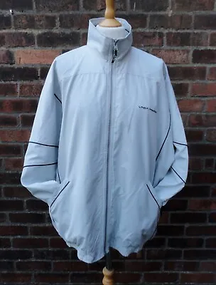 Vintage 80s/90s Festival/Shell Suit Jacket.  Pale Dove Grey.  Lined.  Large • £10
