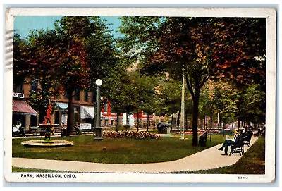 1928 Fountain Business Section Park View Massillon Ohio OH Vintage Postcard • $14.98