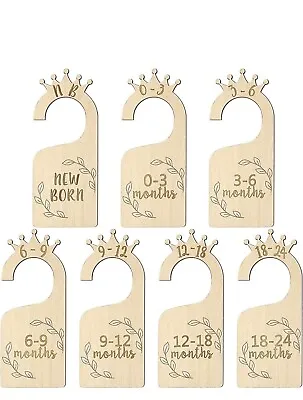 (G6) Wooden Baby Wardrobe Dividers Set Of 7 Divider For Newborn To 24M Organiser • £3.99