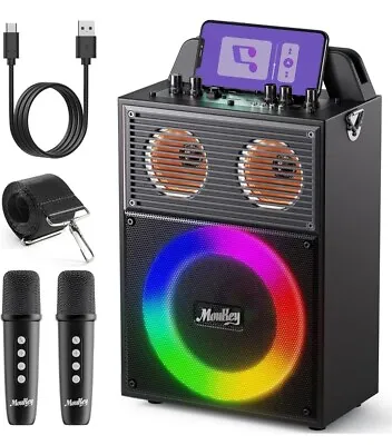 Moukey Karaoke Machine Gray Portable Bluetooth PA System Bluetooth Speaker 150W • $143.10