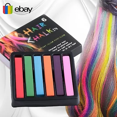 HAIR CHALK TEMPORARY HAIR DYE COLOUR SOFT PASTELS SALON KIT COSPLAY 6/12/24pcs • £2.75