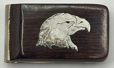 Vintage Handmade Sterling Silver Money Clip - With Eagle Inlay. • $3.25