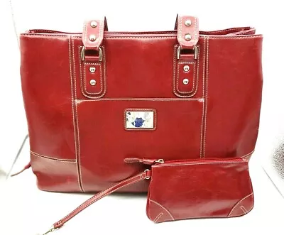 Franklin Covey Red Leather Business Organizer Laptop Briefcase W/ Wristlet New • $39.99