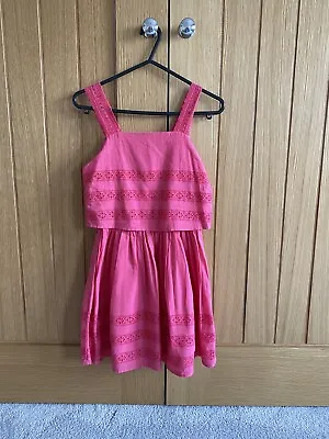 £9 • Buy Marks And Spencers Girls Coral Broderie Anglaise Dress Age 7-8 Years