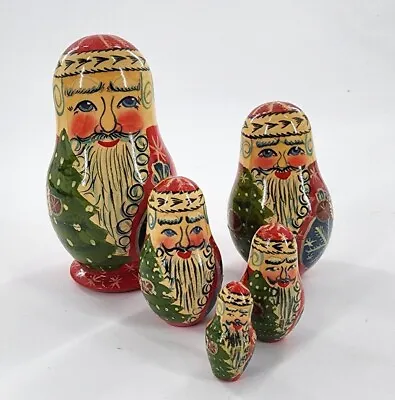 VTG 1995 Ceprueb Nocag Russian Santa Father Christmas Nesting Dolls 4.5” Signed • £43.38