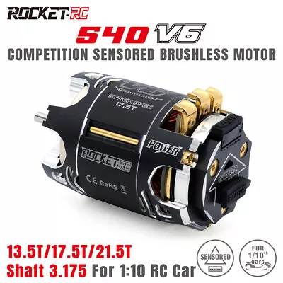 Rocket 540 V6 High Competition Brushless Sensored Motor 3.175mm For 1:10 RC Car • £76.55