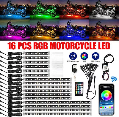 16pc RGB Motorcycle LED Neon Under Glow Lighting Kit For Harley Davidson Music • $49