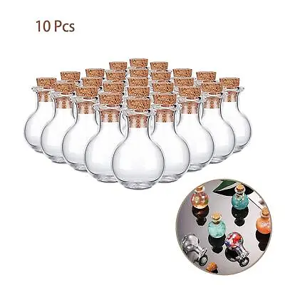 10PCS Mini Clear Glass Bottles With Corks For Wedding Birthday • £8.29