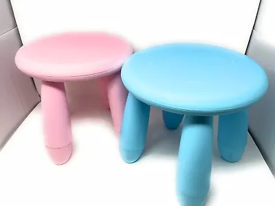 Ikea Mammut Rare Pastel Pink And Blue Kids Toddler Chair/Stools Plant Stand • £48.16