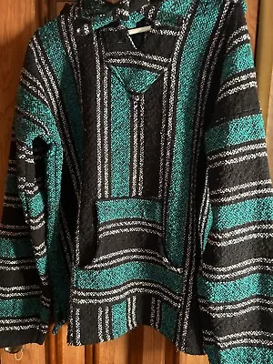 Poncho Woven Baja Mexican Pull Over Hoodie Xl • $18