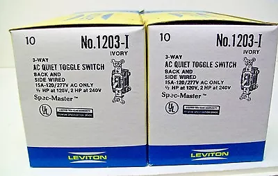 (20) Leviton 1203-I 15 Amp 120/277V AC Only 3-Way AC Quiet Toggle Switch Ivory • $27.75