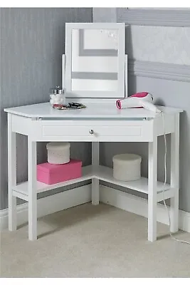 £155 • Buy Corner Dressing Table Vanity Desk With Mirror Makeup Dresser Bedroom Set WHITE