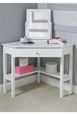 £155 • Buy Corner Dressing Table Vanity Desk With Mirror Makeup Dresser Bedroom Set WHITE