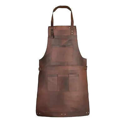 Genuine Leather Apron For Men Gift Chef Cooking BBQ Woodworking With Pocket • $170.99