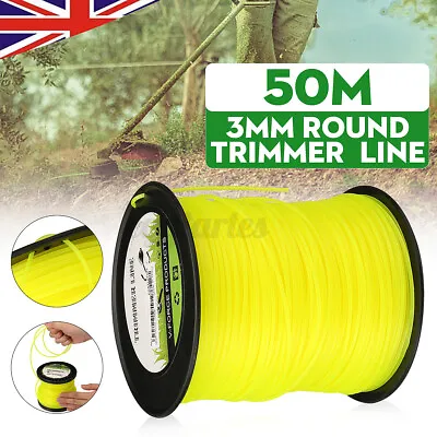 £10.99 • Buy 50M X 3mm Round Brushcutter Strimmer Trimmer Cord Line Wire Yellow For Stihl 