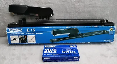 Rapid E15 Long Arm Stapler With Near Full Box Of 5000 Rapid 26/6 Staples • £14.99