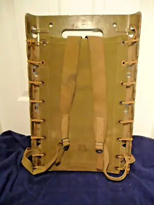 $52 • Buy Vintage US ARMY PACKBOARD Canvas & Wood Frame Backpack Pack Board